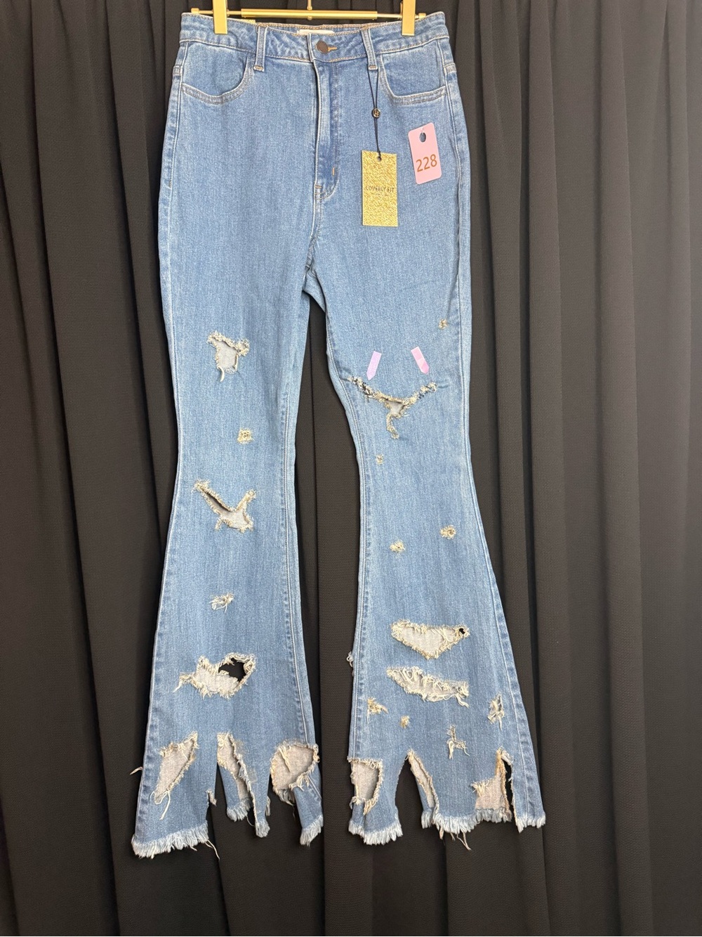 Distressed Light Blue Flare Jeans